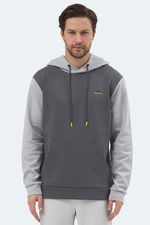 Slazenger - Slazenger VIOLA Erkek Kapüşonlu Cepli Koyu Gri / Siyah Sweatshırt