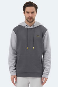 Slazenger - Slazenger VIOLA Erkek Kapüşonlu Cepli Koyu Gri / Siyah Sweatshırt