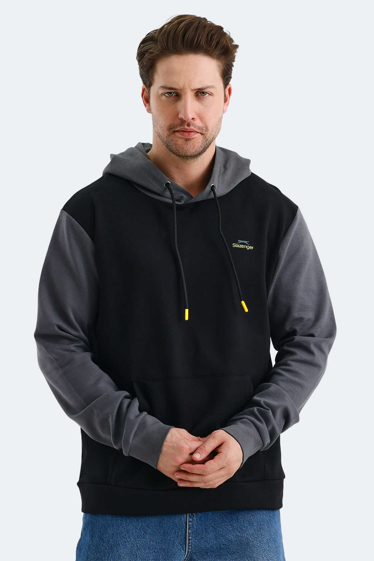 Slazenger - Slazenger VIOLA Erkek Sweatshirt Siyah / Gri