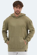 Slazenger - Slazenger VIOLENCE Unisex Kapüşonlu Cepli Oversıze Haki Sweatshırt