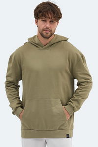 Slazenger - Slazenger VIOLENCE Unisex Kapüşonlu Cepli Oversıze Haki Sweatshırt