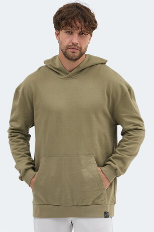 Slazenger VIOLENCE Unisex Kapüşonlu Cepli Oversıze Haki Sweatshırt 