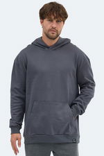 Slazenger - Slazenger VIOLENCE Unisex Kapüşonlu Cepli Oversıze Koyu Gri Sweatshırt