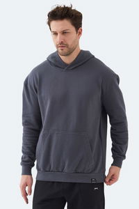 Slazenger - Slazenger VIOLENCE Unisex Kapüşonlu Cepli Oversıze Koyu Gri Sweatshırt