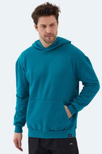 Slazenger - Slazenger VIOLENCE Unisex Kapüşonlu Cepli Oversıze Petrol Sweatshırt