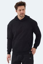 Slazenger - Slazenger VIOLENCE Unisex Kapüşonlu Cepli Oversıze Siyah Sweatshırt