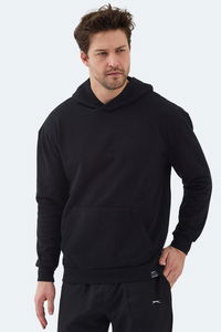 Slazenger - Slazenger VIOLENCE Unisex Kapüşonlu Cepli Oversıze Siyah Sweatshırt