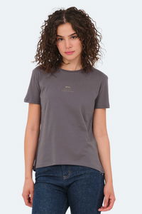 Slazenger - Slazenger VIRAJ Kadın Koyu Gri Tişört Slazenger - Slazenger VIRAJ Kadın Koyu Gri Tişört