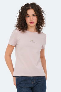 Slazenger - Slazenger VIRAJ Kadın Taş Gri Tişört Slazenger - Slazenger VIRAJ Kadın Taş Gri Tişört