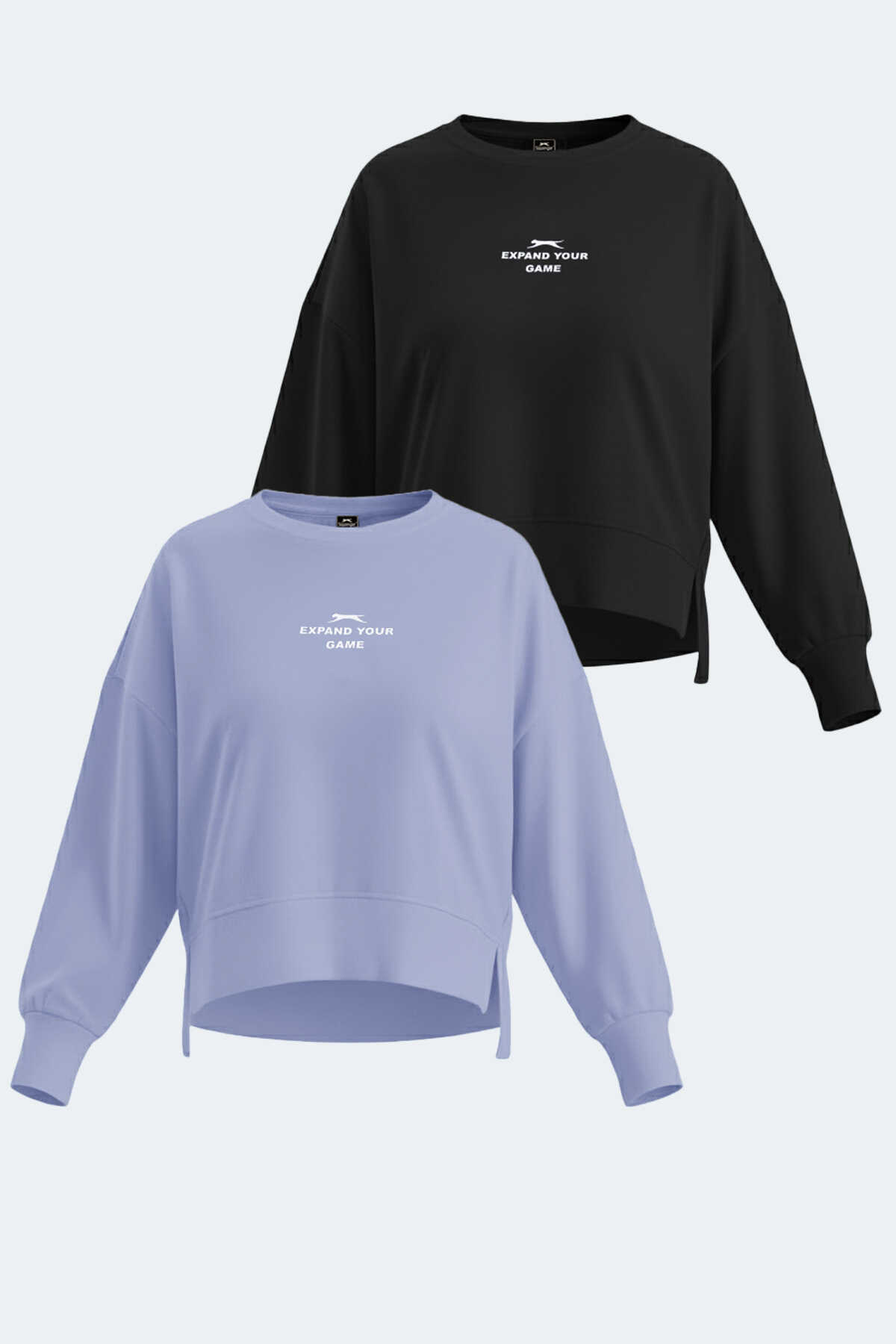 Slazenger - Slazenger VITAL 2 li set Kadın Crop Lila - Siyah Sweatshirt