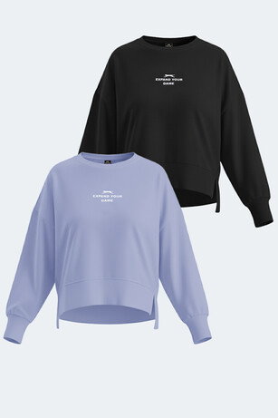 Slazenger VITAL 2 li set Kadın Crop Lila - Siyah Sweatshırt