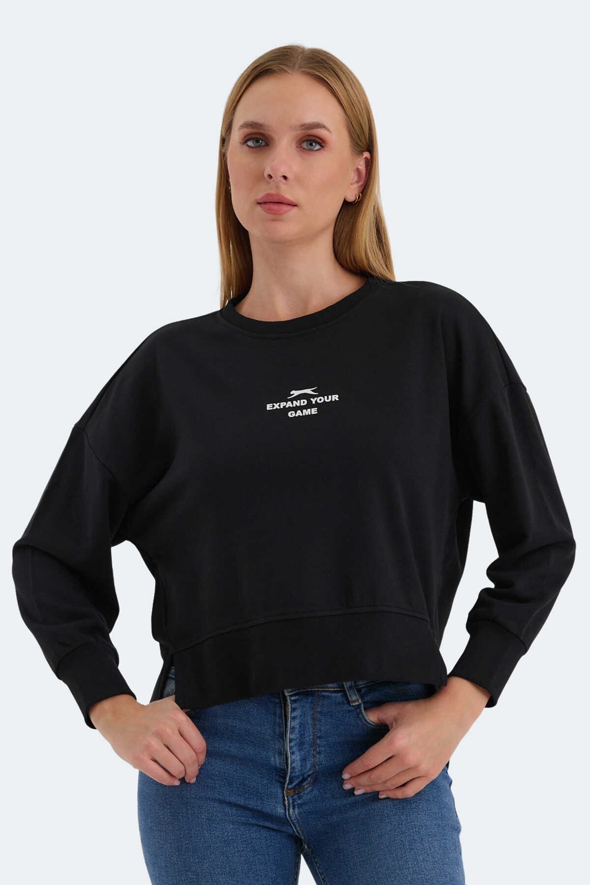 Slazenger - Slazenger VITAL OVERSIZE Kadın Sweatshirt Siyah