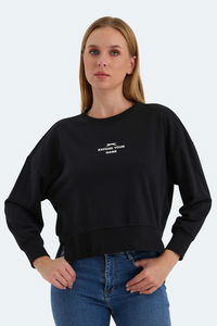 Slazenger - Slazenger VITAL Kadın Crop Siyah Sweatshırt Slazenger - Slazenger VITAL Kadın Crop Siyah Sweatshırt