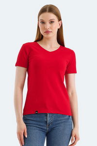 Slazenger - Slazenger VIVEK Kadın V Yaka Kırmızı Tişört Slazenger - Slazenger VIVEK Kadın V Yaka Kırmızı Tişört