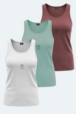 Slazenger - Slazenger VLADLEN 3 lü Set Kadın Beyaz - Gül - Su Yeşili Atlet Slazenger - Slazenger VLADLEN 3 lü Set Kadın Beyaz - Gül - Su Yeşili Atlet