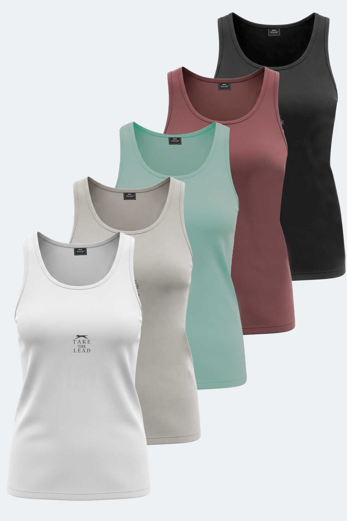 Slazenger - Slazenger VLADLEN Kadın Atlet Beyaz - Siyah - Taş Gri - Gül -Su Yeşili