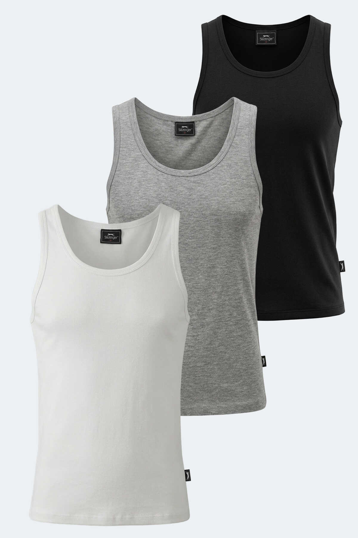 Slazenger - Slazenger VLATKA 3 LÜ SET Kadın Beyaz - Siyah - Gri Tişört