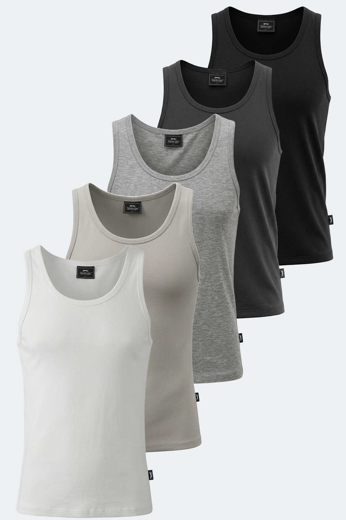 Slazenger - Slazenger VLATKA 5 Lİ SET Kadın Beyaz - Siyah - Gri - Taş Gri - Koyu Gri Tişört