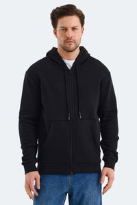 Slazenger - Slazenger VONDA Erkek Fermuarlı Kapüşonlu Cepli Siyah Sweatshırt