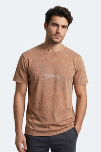 Slazenger - Slazenger ZAIR Erkek Baskılı Camel Tişört