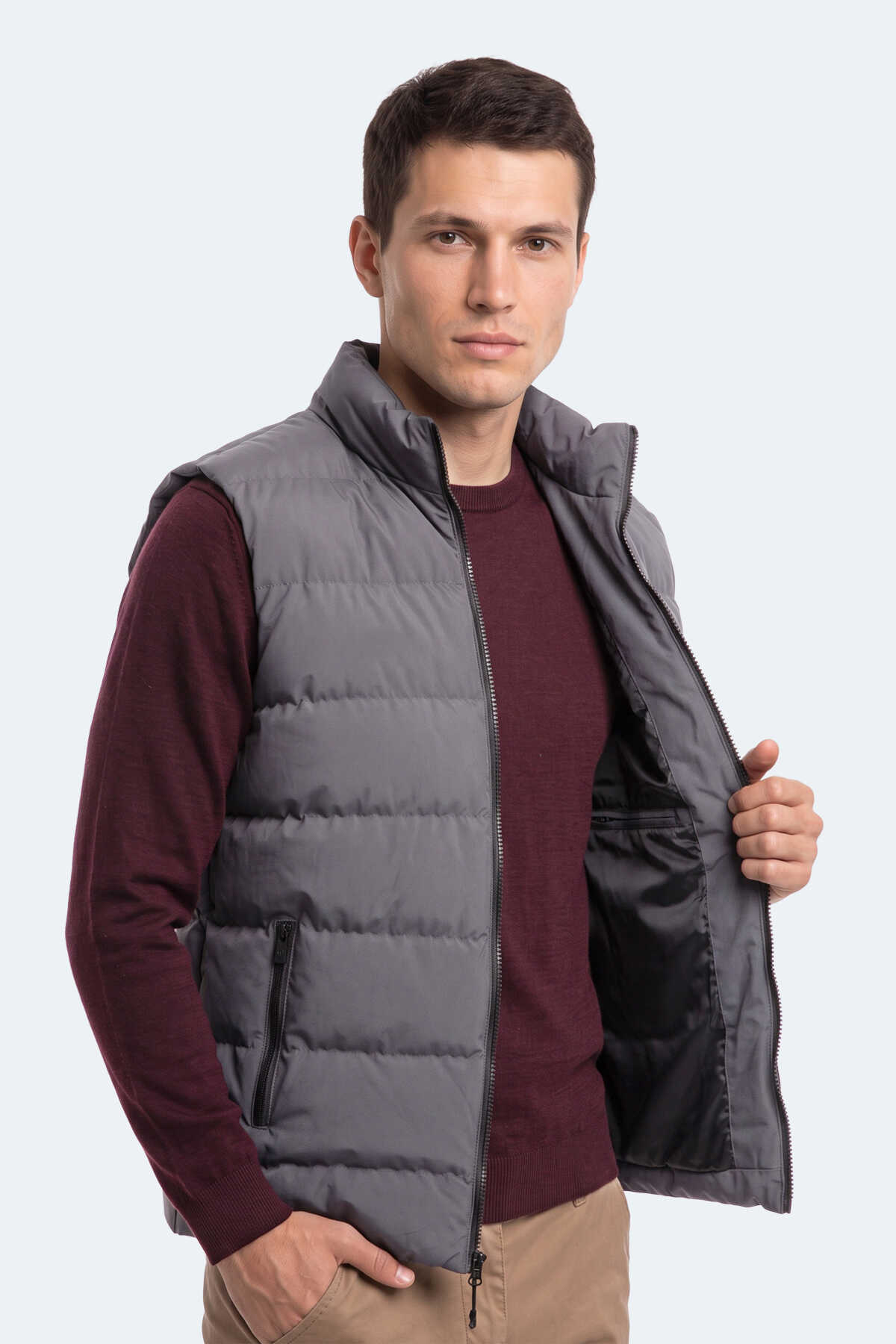 Slazenger ZANE I Erkek Şişme Koyu Gri Yelek - 3