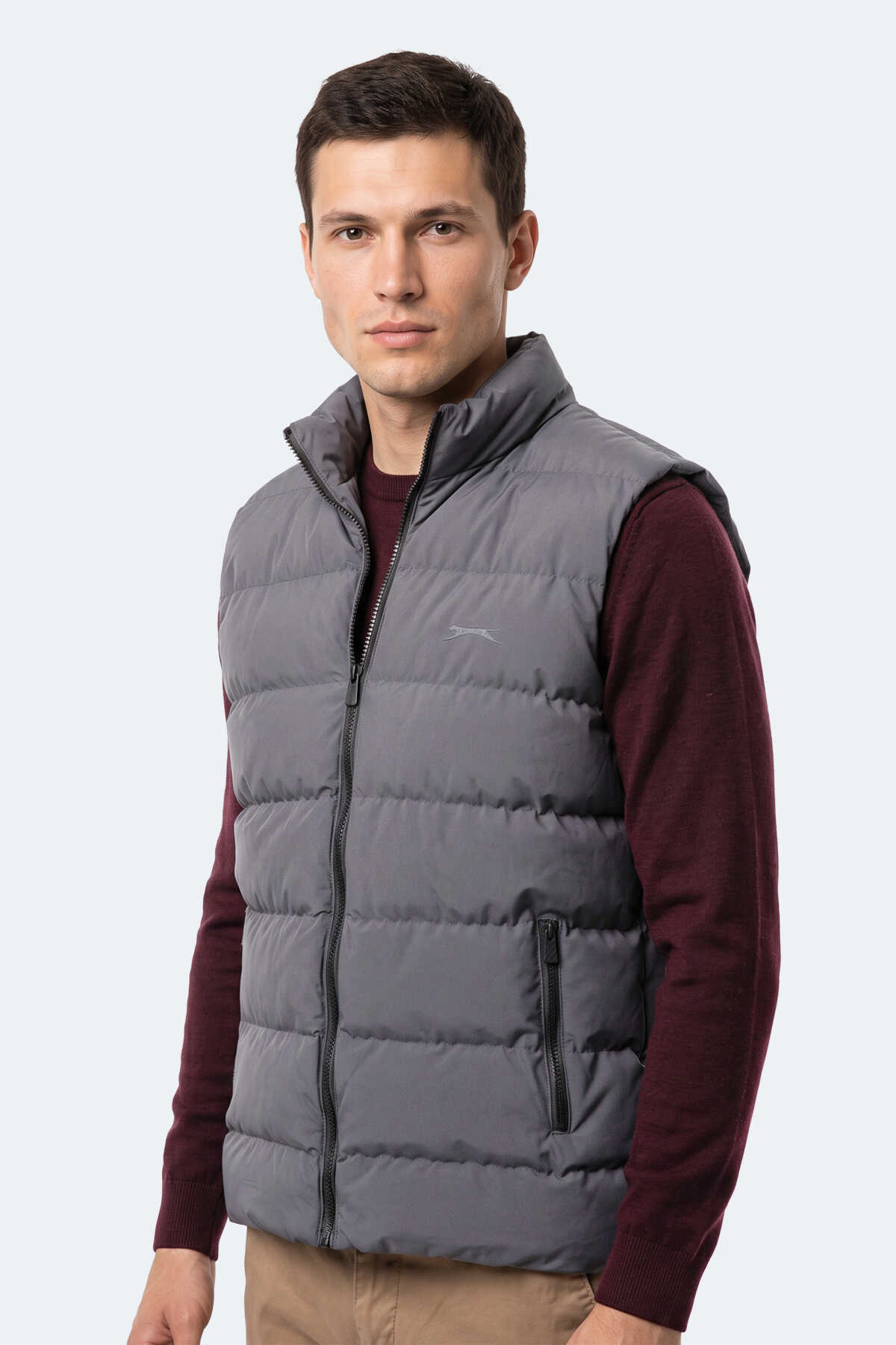 Slazenger ZANE I Erkek Şişme Koyu Gri Yelek - 4