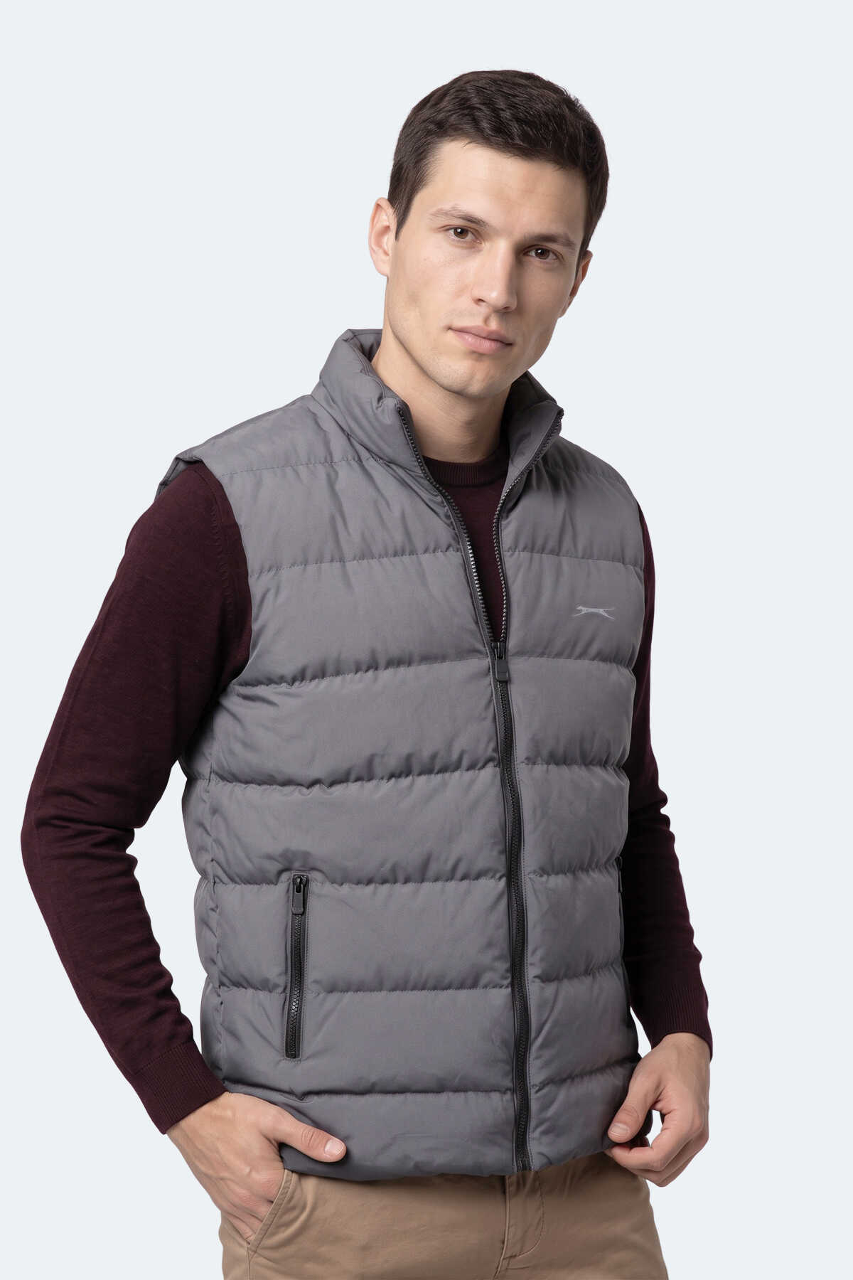Slazenger ZANE I Erkek Şişme Koyu Gri Yelek - 5