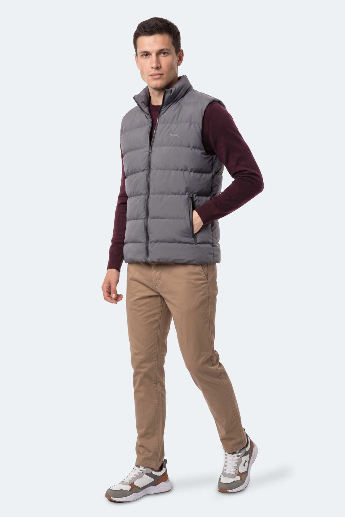 Slazenger ZANE I Erkek Şişme Koyu Gri Yelek - 7