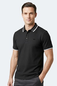 Slazenger - Slazenger ZINOVIA Erkek Polo Yaka Siyah Tişört