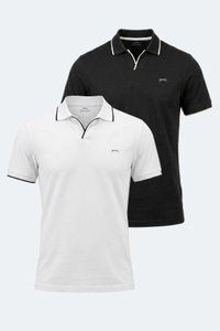 Slazenger - Slazenger ZITHER 2 Lİ SET Erkek Beyaz - Siyah Tişört