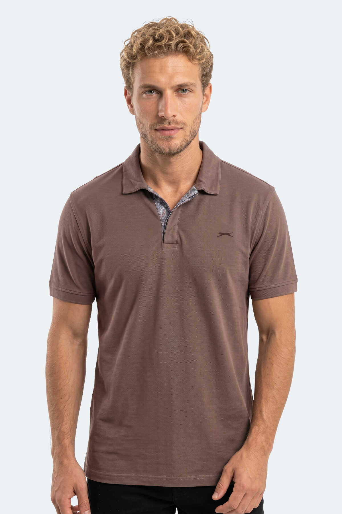 Slazenger - Slazenger ZODIACS Erkek Polo Yaka Kahve Tişört