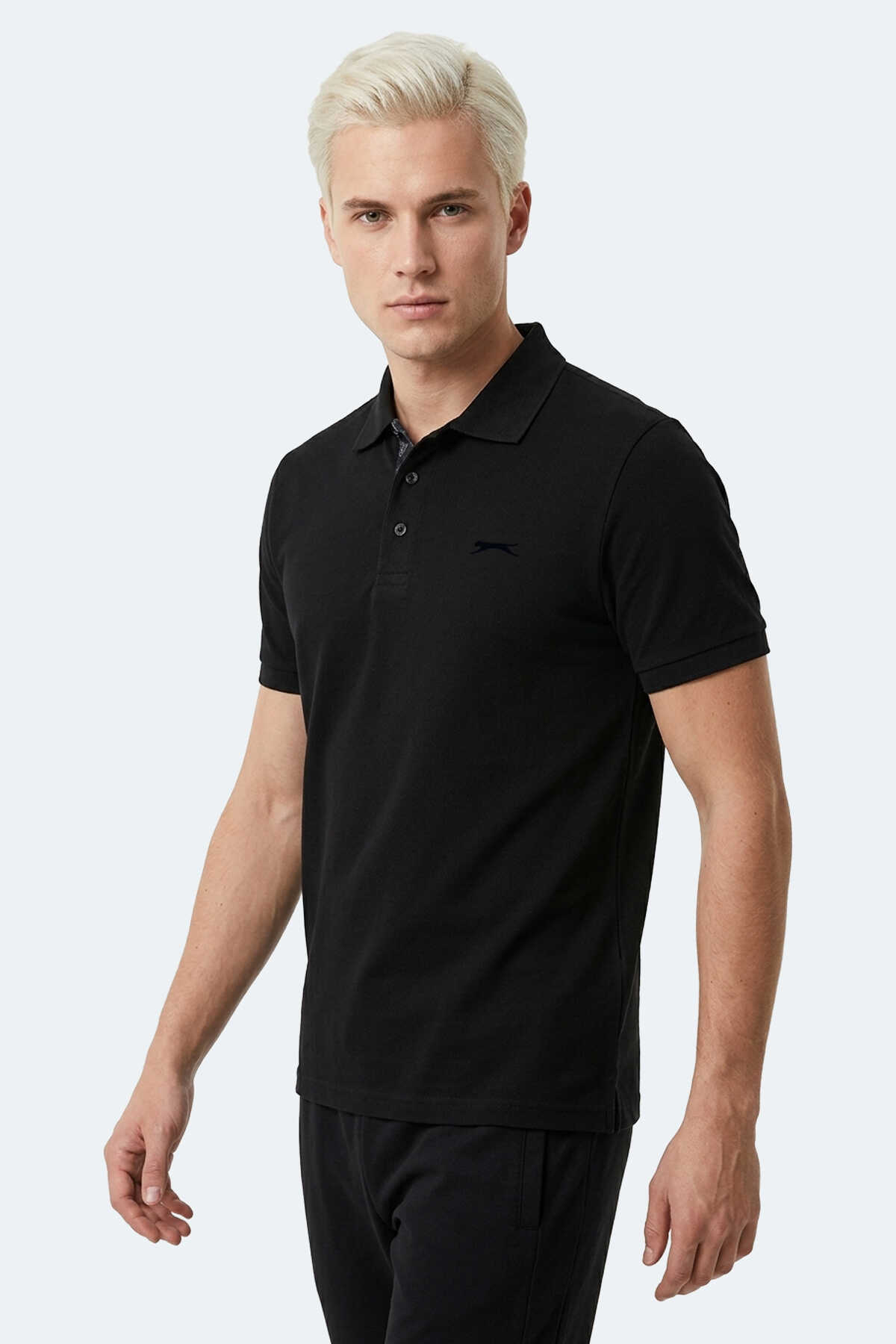 Slazenger - Slazenger ZODIACS Erkek Polo Yaka Siyah Tişört