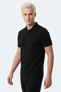 Slazenger - Slazenger ZODIACS Erkek Polo Yaka Siyah Tişört