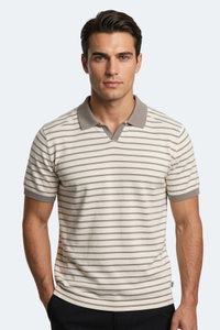 Slazenger - Slazenger ZOLL Erkek Polo Yaka Beyaz / Kahve Tişört