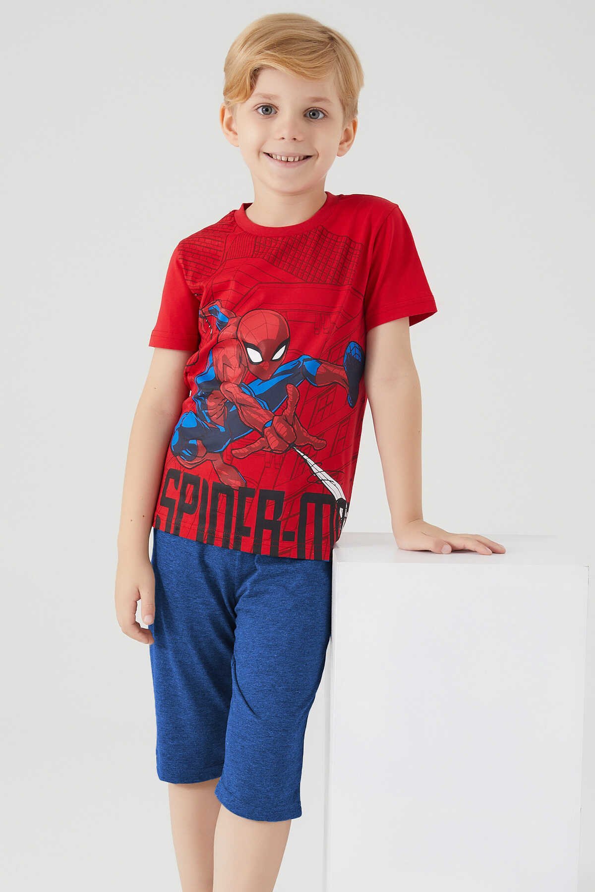 Spider Man - Spider Man D4759-3 Erkek Çocuk Kapri Takım Kırmızı