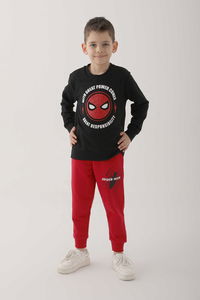 Spider Man - Spider Man D4832-3 Erkek Çocuk Siyah Eşofman Takımı