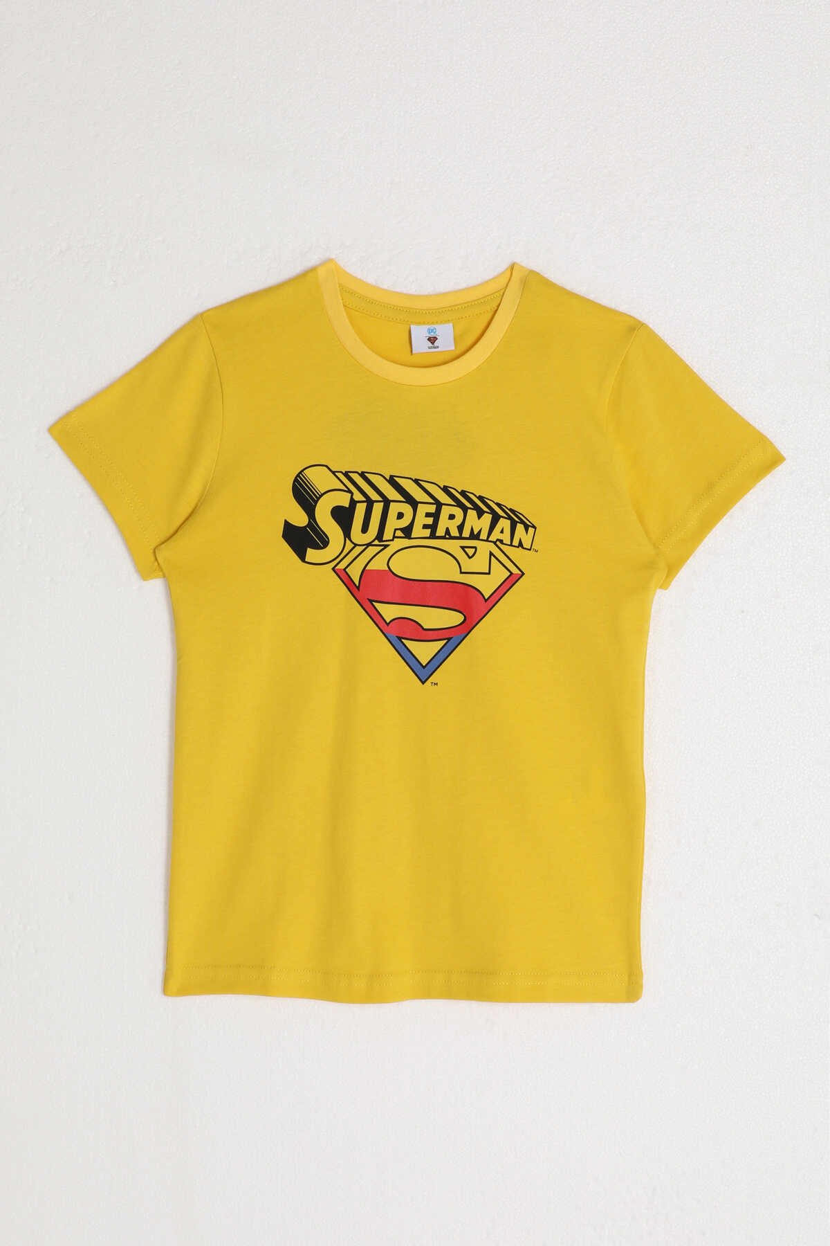 SuperMan - SuperMan L1581-2 Erkek Çocuk T-Shirt Açık Sarı