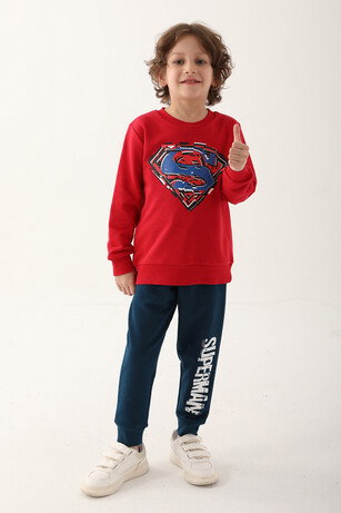 SuperMan L1623-3 Erkek Çocuk Kırmızı Eşofman Takımı