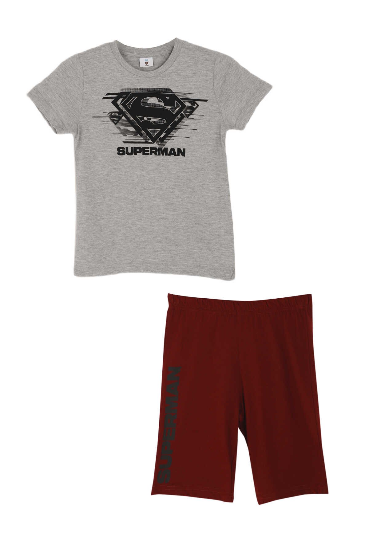 SuperMan - SuperMan L1644-3 Erkek Çocuk Kapri Takım Gri / Melanj