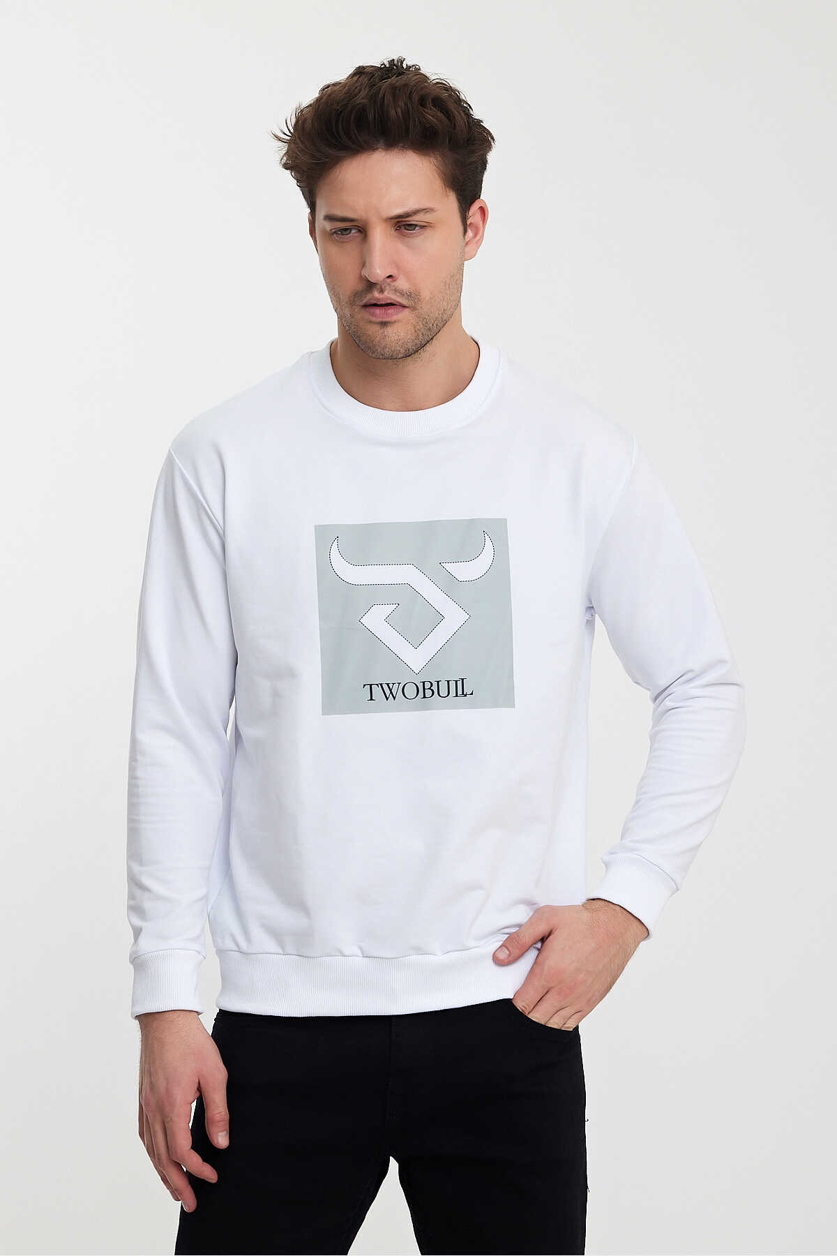 Twobull - Twobull OSLO Erkek Sweatshirt Beyaz