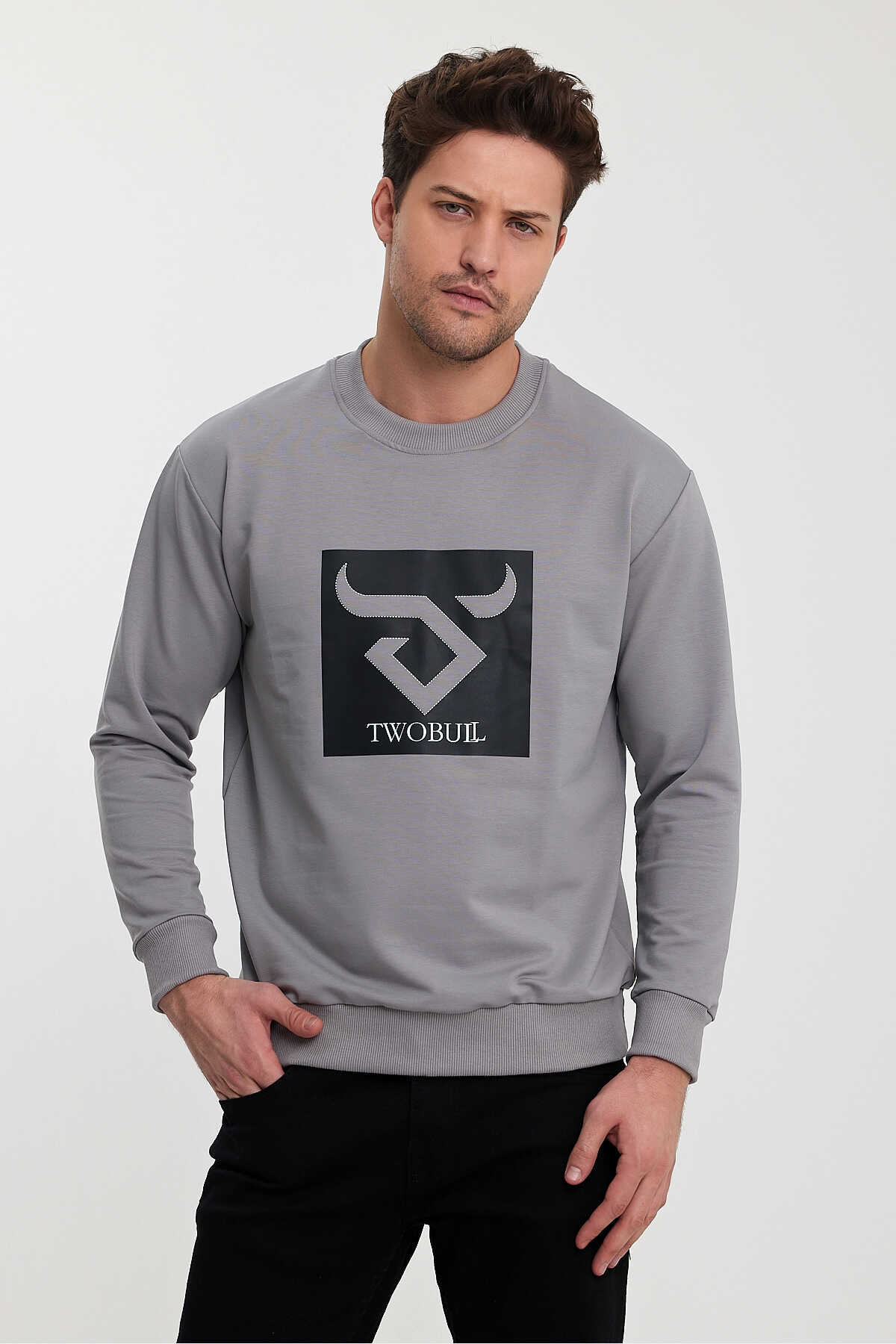 Twobull - Twobull OSLO Erkek Sweatshirt Gri